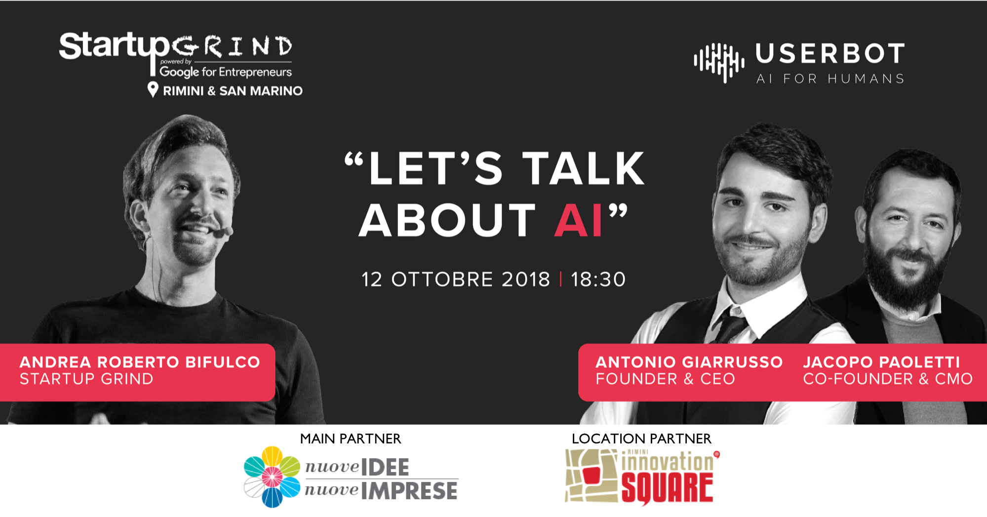 12 ottobre Startup Grind: intelligenza artificiale? Ne parliamo con Userbot a Rimini Innovation Square