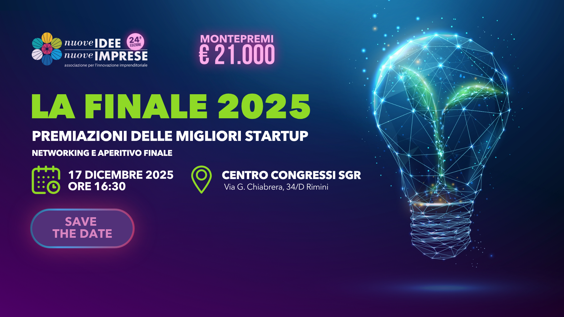 NUOVE IDEE NUOVE IMPRESE: IL 17 DICEMBRE LA FINALE CHE CELEBRA LE MIGLIORI STARTUP DEL 2025
